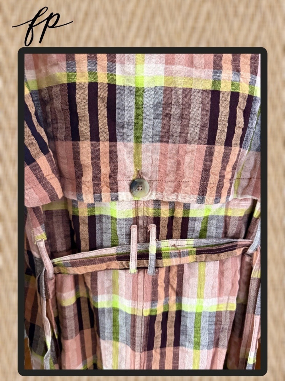 FREE PEOPLE Plaid Bliss 100% Cotton Lightweight Oversized Colorful Maxi Trench - Picture 12 of 12